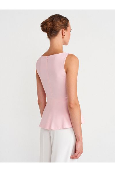 Dilvin 50281 Peplum Top-Powder Pink