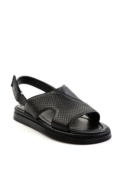 Bambi Black Leather Men's Sandals E05557240643