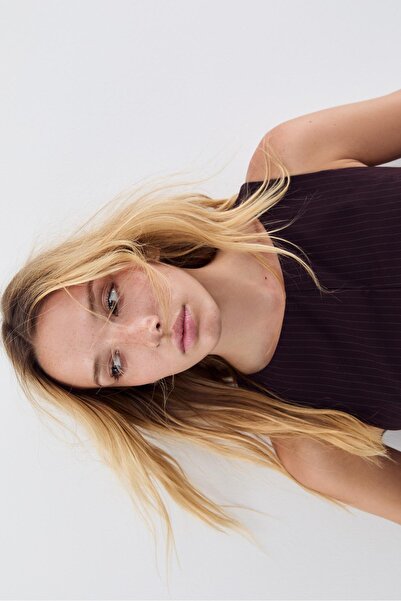 Stradivarius Kolsuz Çizgili Peplum Top