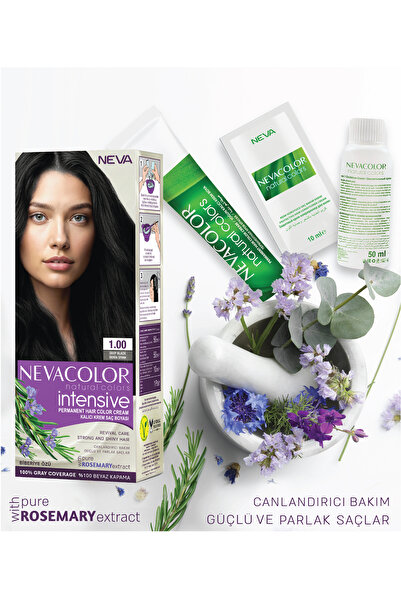 Neva Color INTENSIVE 2'Lİ SET 1.00 DERİN SİYAH Kalıcı Krem Saç Boyası Seti