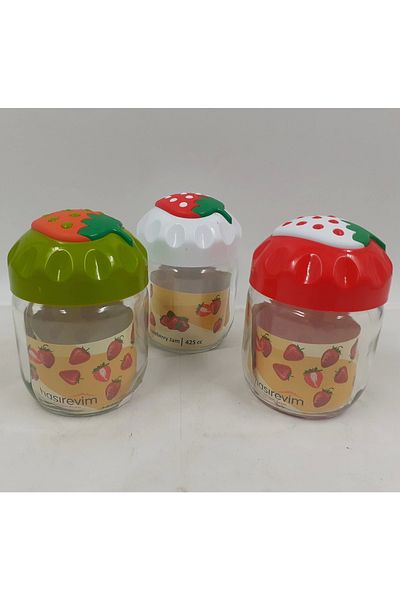PRATİKOBA Strawberry Patterned Jar 1 Piece 425 Cc Royaleks-Ck425
