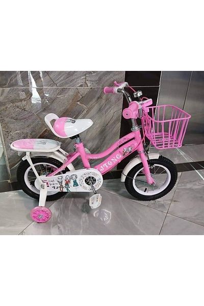 CFT 12 inches Kids Bike for Girls – Pink Children’s Bicycle with Training Wheels & Rear Seat – Tod