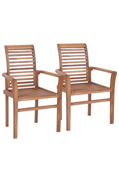 vidaxl Stacking Dining Chairs 2 pcs Solid Teak