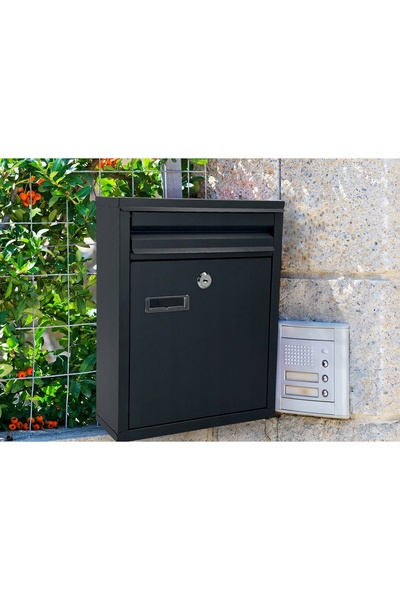 SERSIMO Outdoor mailbox, for fence or wall, made of galvanized steel, with lock, 32x8x25cm, dark gray