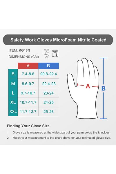 KAYGO Set of 3 pairs of work gloves, nylon/nitrile, black/red, size XL/10