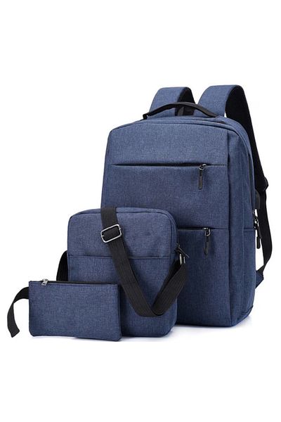 Z'oreya 3in1 laptop backpack set, 15.6", for travel, office or school Blue