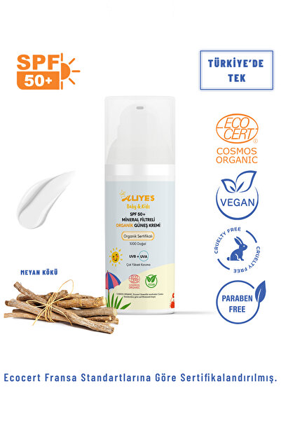 A Aliye's Organik Bebek & Çocuk Güneş Kremi SPF 50+ | Ecocert l Mineral Filtr...