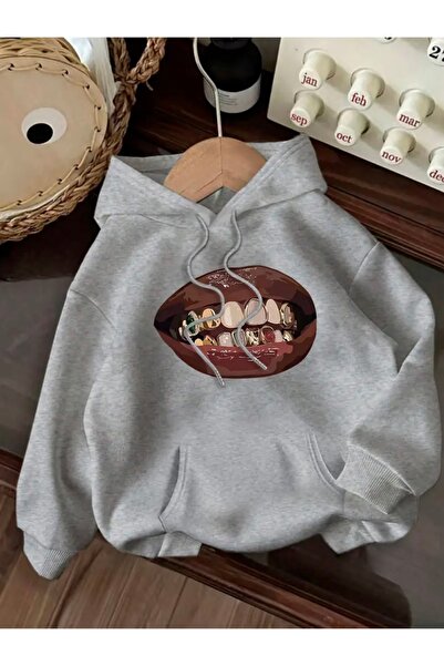 FUFLUNS SWEATSHIRT UNISEX SUPRA-MEGLIMĂ CU GLUGĂ CU BUCĂTĂ DE BUZE