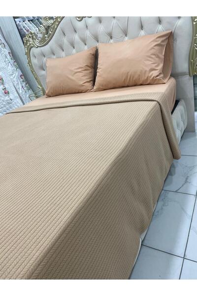 AHSEN TASARIM Fitted Sheet 2 Pillowcases and Pique Set for Double Bed 160X200 cm