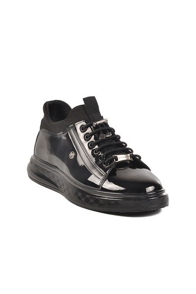 Pierre Cardin Black Patent Leather Genuine Leather Men's Sneaker 70819 m
