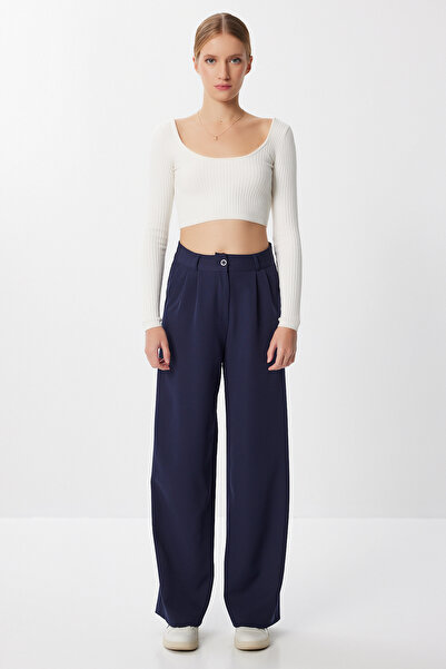 Lovelyİstanbul Cepli Dokuma Palazzo Pantolon LGK0007 LACİVERT