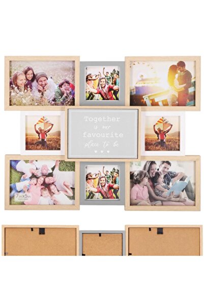 SERSIMO Wall photo frame, collage of 8 photos, 41x51cm, white and gray