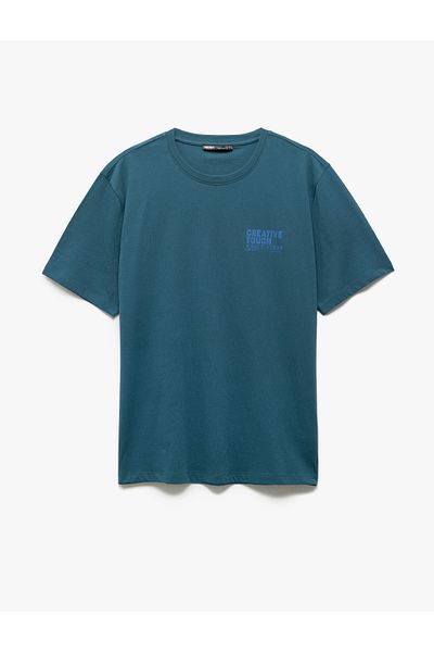 Koton Short Sleeve Cotton Regular Fit Crew Neck Slogan Printed T-Shirt