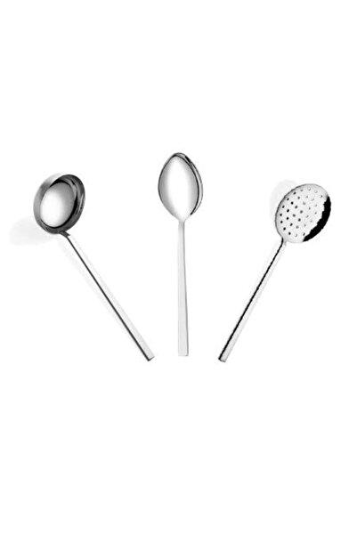 KIZILELMADA Stainless Steel 28 cm 3-Piece Serving Set |   Scoop + Colander + Serving Spoon