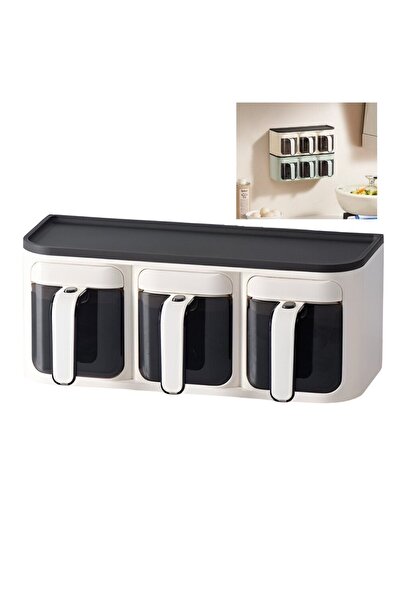 SOHO Wall-Mounted Spice Storage Box with 3 Compartments and Magnetic Closure