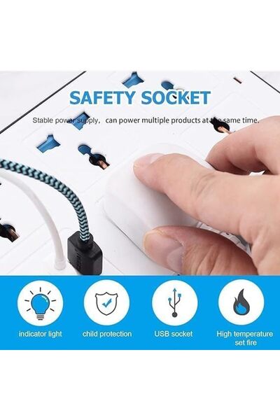 Generic سلك تمديد الطاقة Smart-Center 6 منافذ، محول قابس الطاقة العالمي مع 6 مقابس