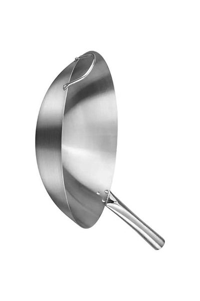 Tradeo Stainless Steel Wok with Wood Grain Handle (30 Cm)
