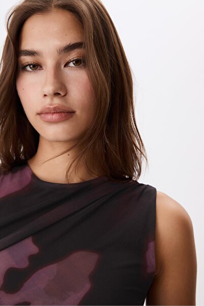 Stradivarius Printed tulle midi dress