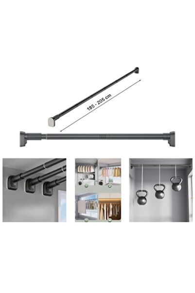 SOHO Bara Telescopica SOHO, Universala, Fara Gauri, Otel Inoxidabil Si ABS, 185 - 205 cm, Gri