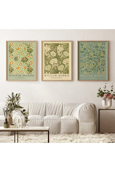 PAM STUDIO William Morris Tarzı 3’lü Poster Seti | Vintage Botanik Çiçek Dese...