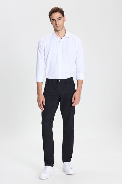 George Henry Slim Fit Slim Fit 5 Pocket Black Chino Trousers