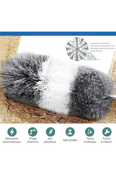 SOHO Cleaning Set with Telescopic Handle and 2 Microfiber Accessories, Gray