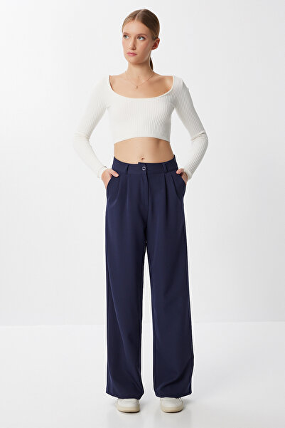 Lovelyİstanbul Cepli Dokuma Palazzo Pantolon LGK0007 LACİVERT