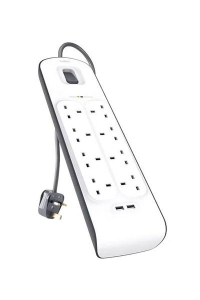 Belkin 8-Outlet Surge Protection Charging Strip White/Black 2m