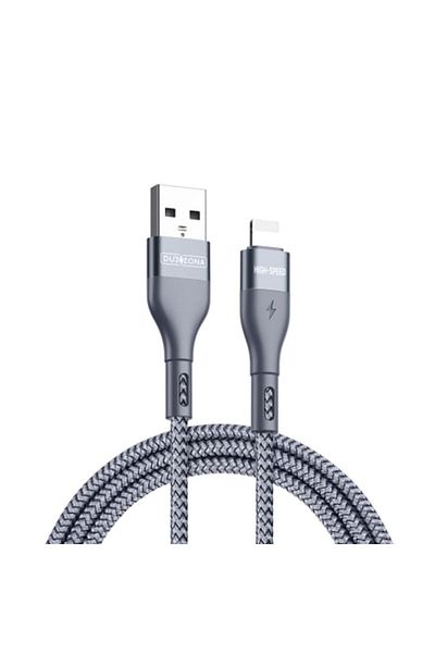 DUZZONA Cablu Fast Speed Lightning, Compatibil iPhone Fast Charging 2.4A, 12W, 480Mbps, 1m, R45, Aliaj, Tita