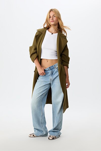 Stradivarius Oversize Uzun Dökümlü Trençkot