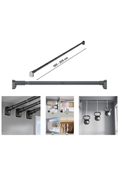 SOHO Bara Telescopica SOHO, Universala, Fara Gauri, Otel Inoxidabil Si ABS, 185 - 205 cm, Gri