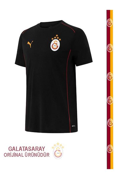Galatasaray Licensed Black Puma a Team T-Shirt with Scarf and Gift Wooden Box