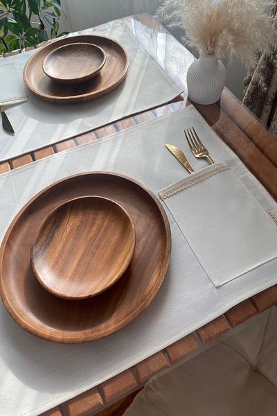 zarafet concept 2 Li 100% Dak Linen Spoon Holder Detailed American Service/Supla 35X45
