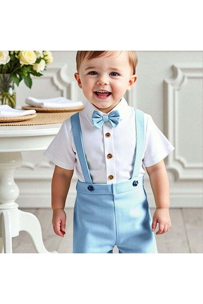 OEM Short-sleeve T-shirt with bow tie and shorts with suspenders