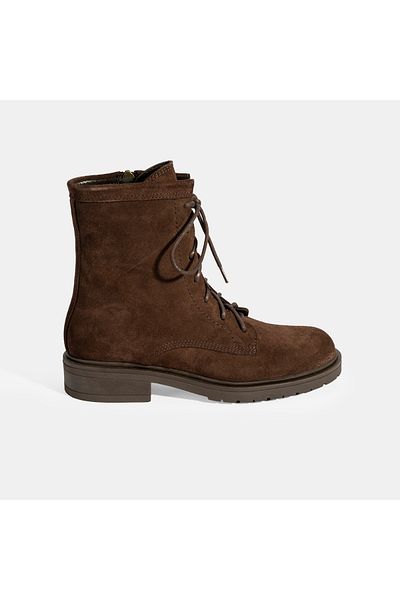 Desa Women's Brown Lace Detailed Suede Boots