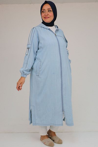 Eslina 43010 Large Size Lyocell Denim Tunic - Ice Blue
