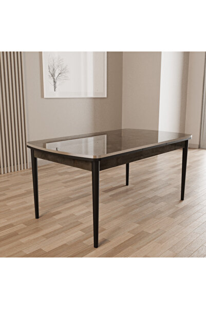 SHOOVVEL Merona İrony 80X132 Lak Panel Ahşap Ayaklı Açılır Mutfak Masası, Yemek Masası, Salon Masası