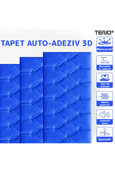 Teno Set 90x Tapet 3D Teno®, suprafata acoperire 22.05 mp, 75x30cm, albastru