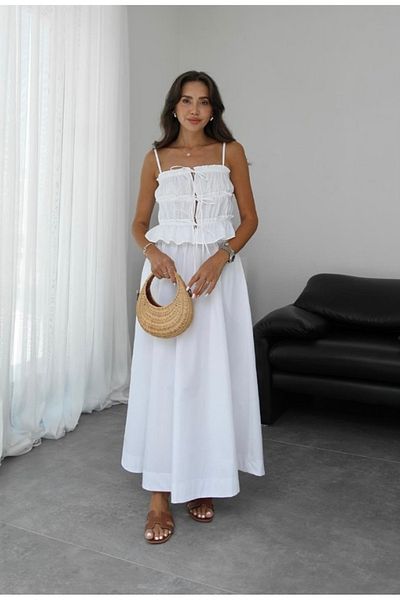 ForOus Hanging Giped Tie Bustiers 2 Piece Set Summer Casual Holiday