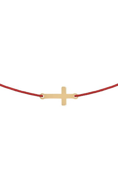 OEM Brățară copii șnur reglabil și pandantiv cruciuliță din aur 14k
