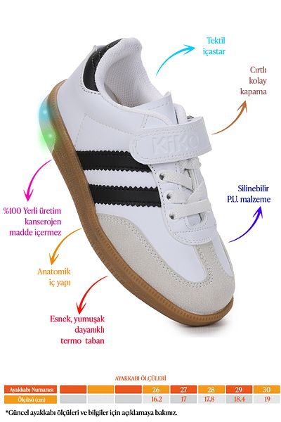 Kiko Kids Renis Daily Velcro Lighted Boys' Sports Shoes