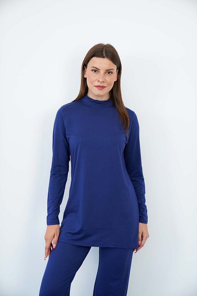 penyebizden Viscose Tunic and Trousers Set-Navy