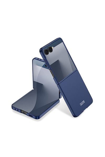 HTstore حافظة Z Flip 7 متوافقة مع Galaxy Zore ذات غطاء صلب - أزرق داكن