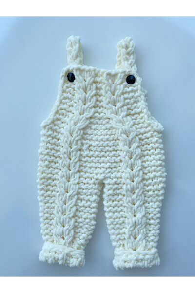 OEM El Yapımı Bebek Örgü Tulumu, 0,5-9 Ay, Krem Rengi