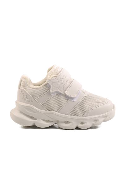 Cool White Velcro Lighted Lightweight Girls' Sports Shoes Cayt B