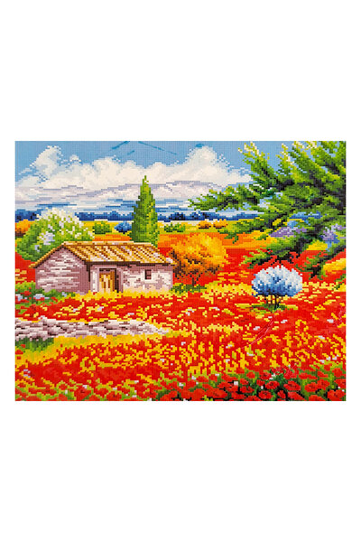 ElkaHobi Goblen Etamin İşleme Seti 40x50 cm Çiçek Bahçesi Deseni