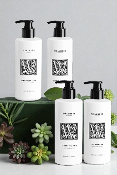 Wellness Exclusive White Tea & Apricot Shampoo 380 ml + Conditioner 380 ml + Shower Gel 380 ml + Ha