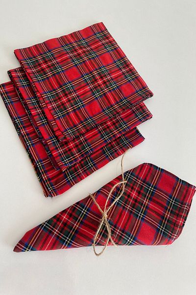 zarafet concept Red Scottish Plaid Gingham Fabric Napkin 40X40 cm