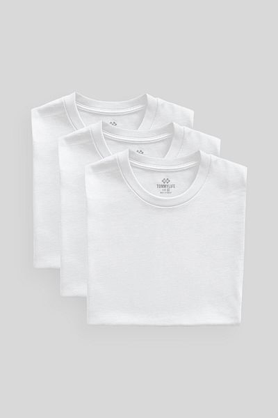 TOMMY LIFE Standard Fit Basic O Neck 3 Pack White Men's T-Shirt 87911