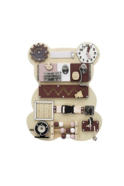 DacEnergy Placa senzoriala busy board DacEnergy©, activitati Montessori, realizata din lemn, forma de urs,...